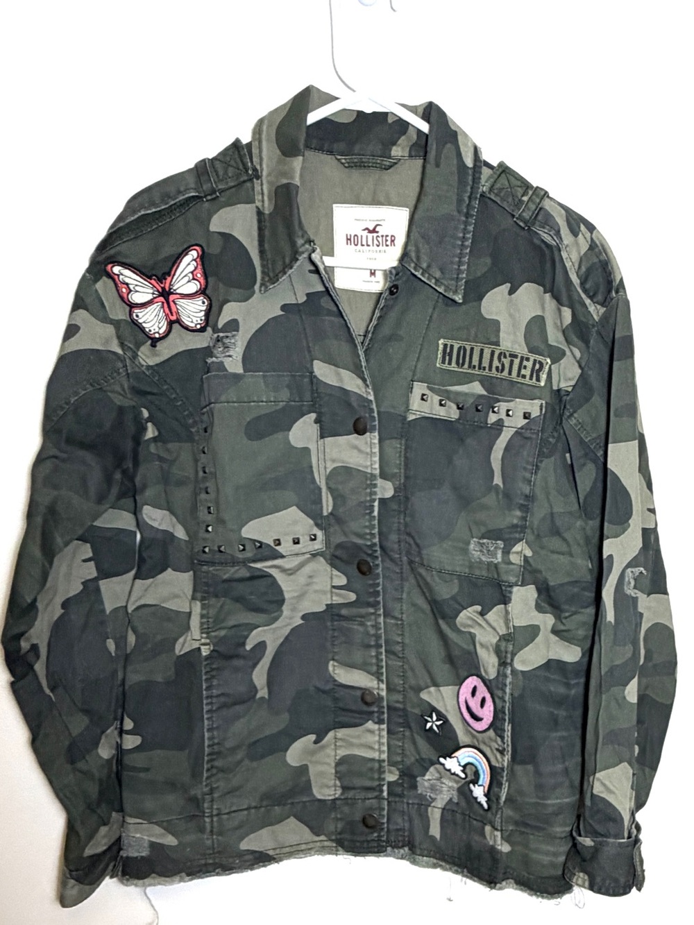 Hollister Women's Camouflage Utility Jacket with Fun Patches Size M - Picture 4 of 6
